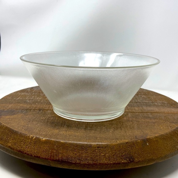 Vintage Mid Century Ribbed Glass Bowl, Display Bowl, Fruit Serving Bowl, 1950s - Picture 1 of 6